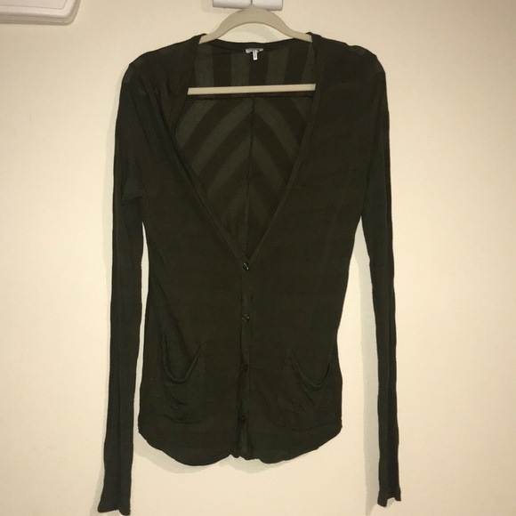 SPLENDID Olive Green Chevron Cardigan Sweater M - Picture 1 of 8